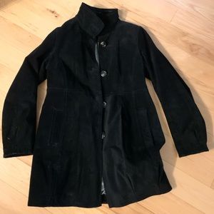 Danier black suede dress coat EUC